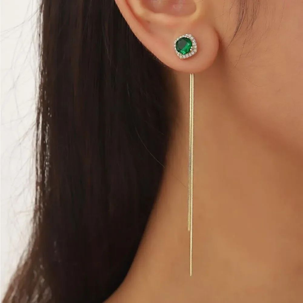Green diamond earrings  S367